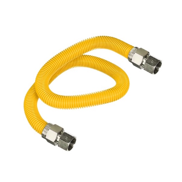 Flextron Gas Line Hose 5/8'' O.D.x60'' Len 3/4" FIP Fittings Yellow Coated Stainless Steel Flexible Connector FTGC-YC12-60O - main